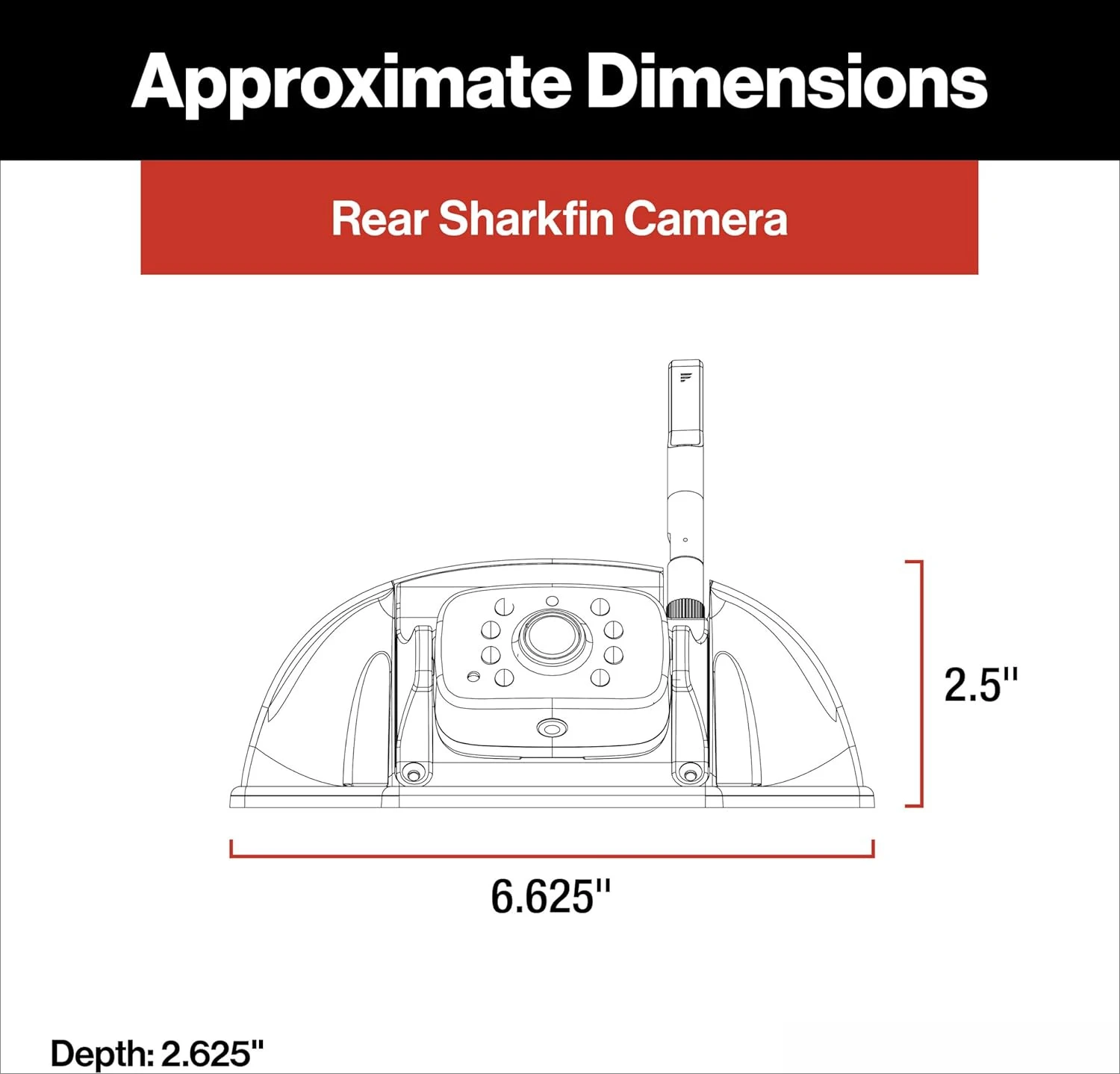 Vision S+ RV Backup Camera System – Sharkfin Wireless Camera,  140° Wide-Angle, Infrared Night Vision,  Monitor Not Included