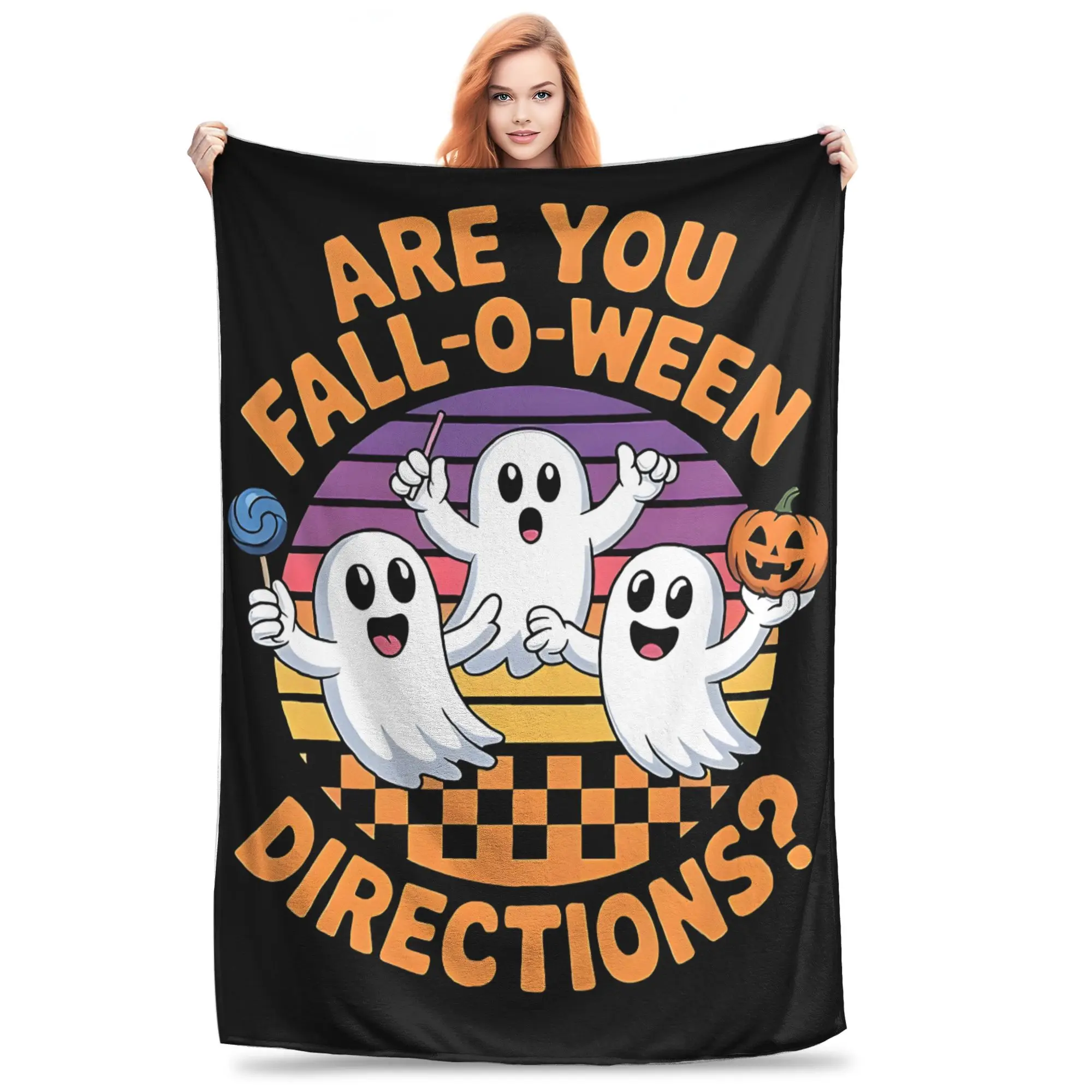 1PC Are You Fall O Ween Directions  Winter Blankets for Adults Bedding Home Interior Sofa Knee