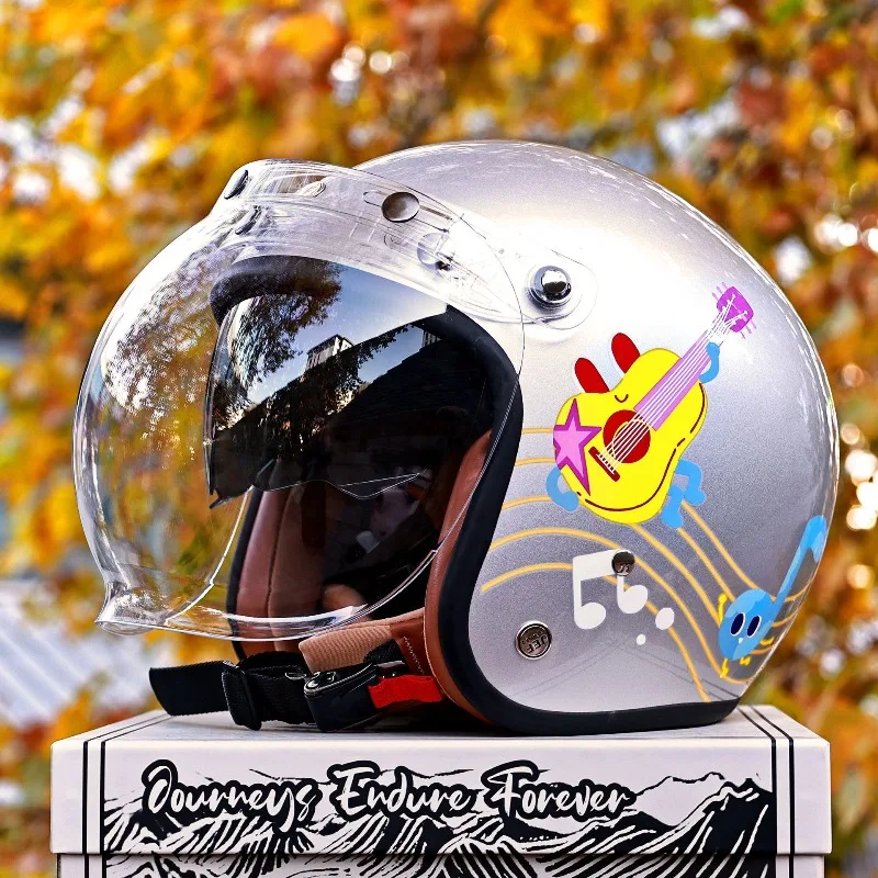 

Персонализированный мотоциклетный шлем 3/4 для мужчин и женщин, модный ретро-шлем для бездорожья, гоночный шлем, мотоциклетные шлемы (Capacetes De Moto)