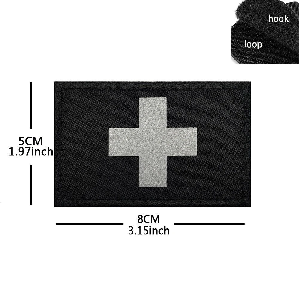 Parche táctico reflectante Cruz Suiza con velcro para mochila - imagen 5