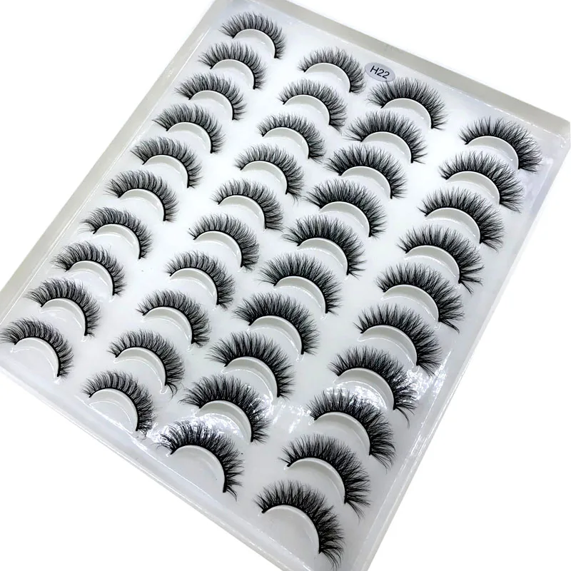 20 Pairs 3D Faux Mink Lashes Natural False Eyelashes Dramatic Fluffy Soft Wispy Volume Cross Reusable Eyelash MaKeup Tools
