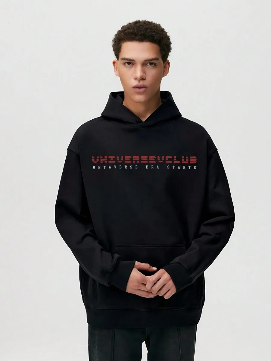 New men's fashionable sweatshirt, 220g breathable cotton sweatshirt, men's y2k creative printed streetwear