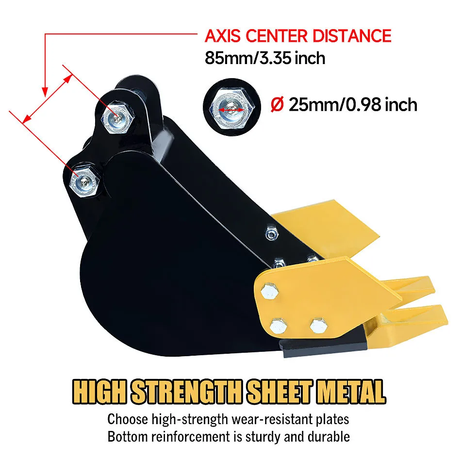 200mm Bucket High Strength Steel Mini Excavator Backhoe Attachment For 1-3 Ton Digger For Trenching Pipeline Laying Landscaping