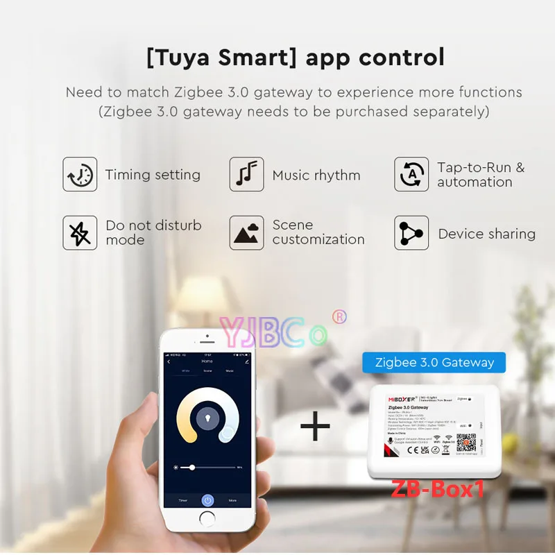 Miboxer Zigbee 3.0+2.4G 2 in 1 LED Strip Controller Single color/Dual white Dimmer Tuya Smart App/Voice/2.4G CCT Remote Control