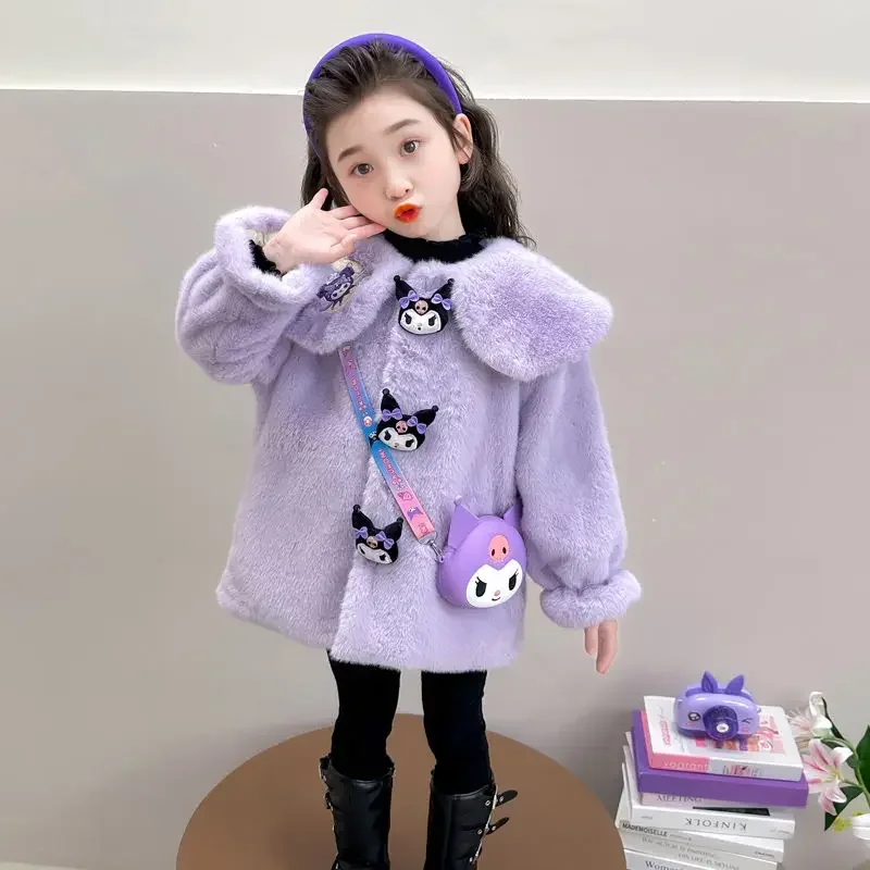 

Sweet Anime Sanrio Ins Fashion Kulomi Cotton Jacket Cute Cartoon Children Kawaii Warm Coat Thickened Clothing Gifts for Kids