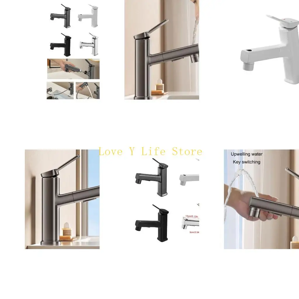 

L74C Brass Single Handle Hot and Cold Water Mixer Tap Pulls out Bathroom Faucet