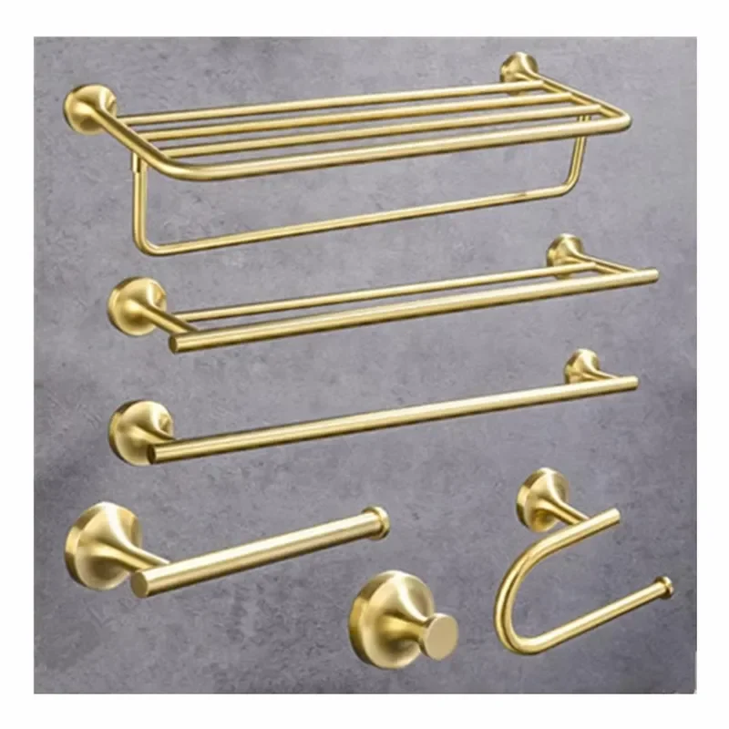 Stainless Steel Brushed Gold Bath Hardware Towel Bar Accessory Set