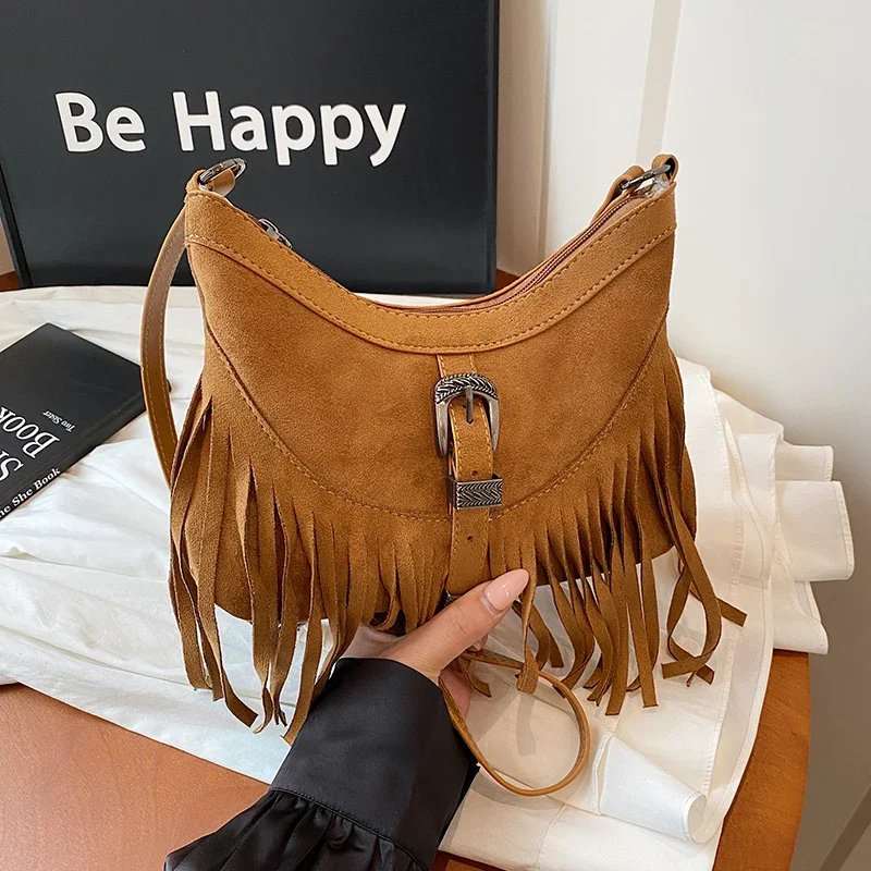 

Новинка 202, осенне-зимняя женская сумка, винтажная кожаная сумка через плечо, женская модная сумка на плечо с кисточками, повседневный кошелек для телефона