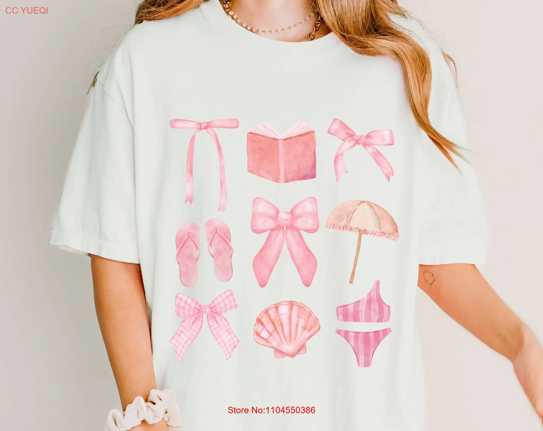 חולצת טי-שירט קיץ בצבע ורוד עם קשת קורא מגניבה ומגניבה בסגנון אוקיינוס, מושרשת לקריאה, מתאימה לחוף הים ולשימוש יומיומי