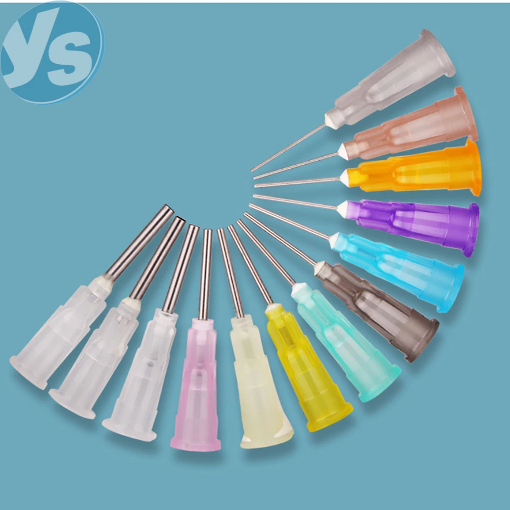 YS قاعدة بلاستيكية حربة إبرة الطول الإجمالي 43 مللي متر طول الأنبوب 25 مللي متر حقنة صناعية آلة الاستغناء التجريبي إبرة مسطحة #6