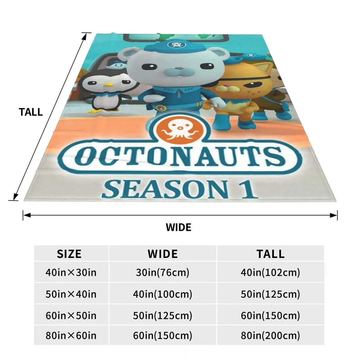 Kid Kwazii The Octonauts Blankets Soft Warm Flannel Throw Blanket Cover for Bed Living room Picnic Travel Home Couch