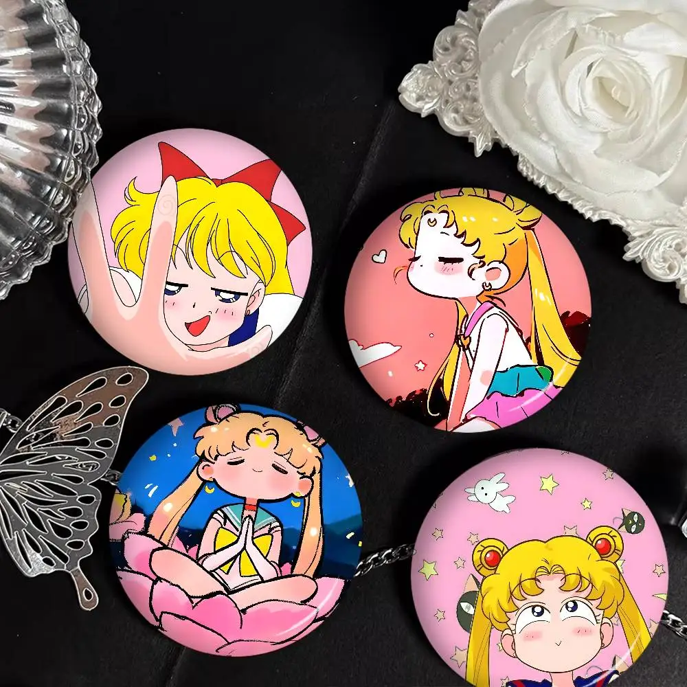 Supernatural Girl S-Sailor Moon Anime Soft Button Pin Bright Printed Icon Gift For Friends Badge Collar Brooch Lapel Pin Metal