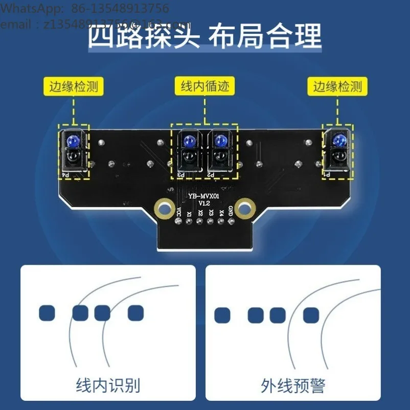 Four-way patrol line sensor module, smart car robot photoelectric sensor