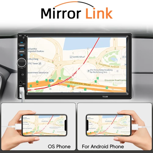 Imagen 2 del producto Radio para Auto Hippcron de 7 Pulgadas, 1 Din, Mirror Link, Bluetooth, FM, USB, Pantalla Táctil HD, Estéreo Multimedia MP5, Audio Automotriz