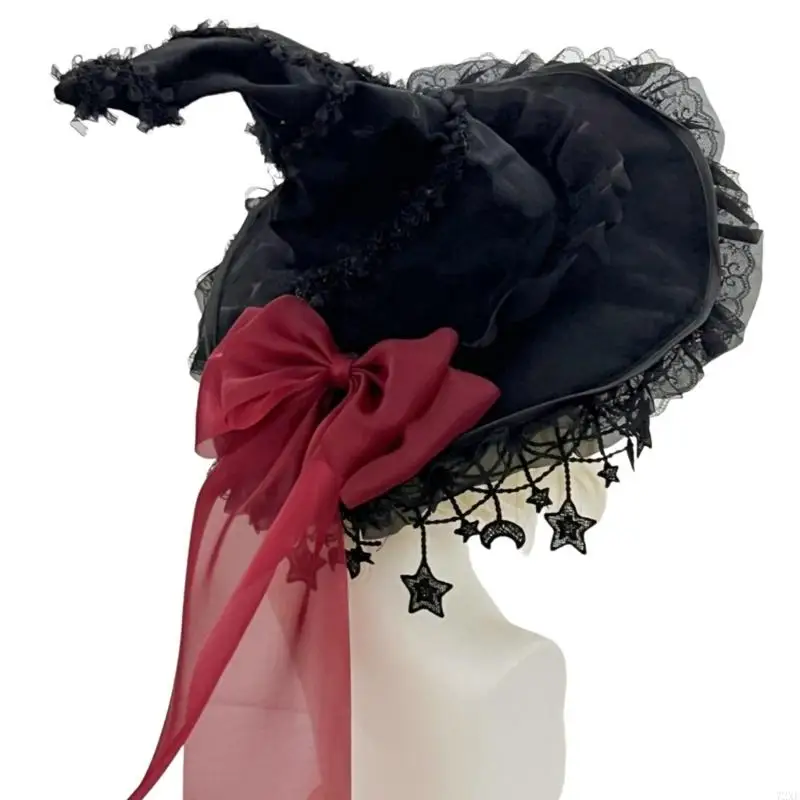 72xe 할로윈 마녀 모자 마법사 여성을위한 72xe 여자 여자 여자 마법사 코스프레 의상 액세서