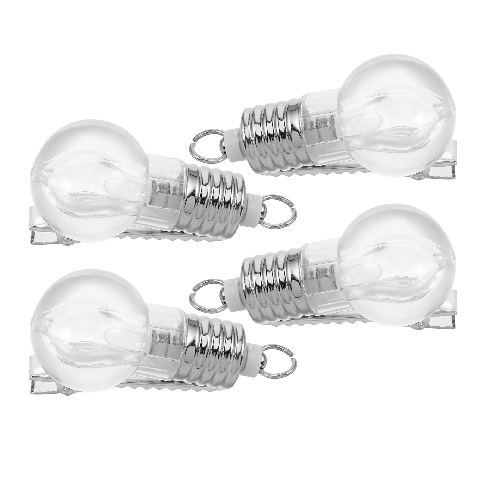 4 Pcs Glowing Hair Accessories Decorative Light Bulb Hairclip Strands Transparent Metal LED Ornaments Student