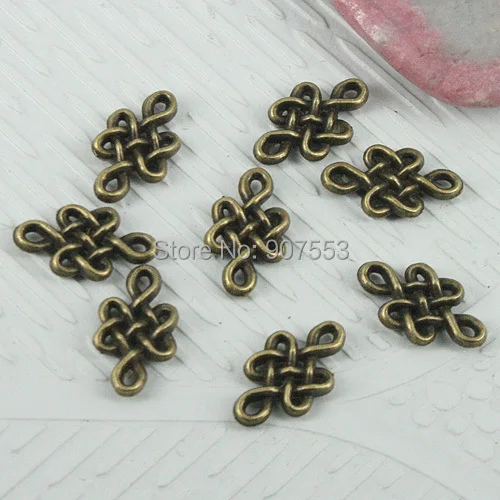 

100pcs 11*7mm Antiqued Bronze 2sided Chinese Knots Design Connector EF0801 Beads for Jewelry Making