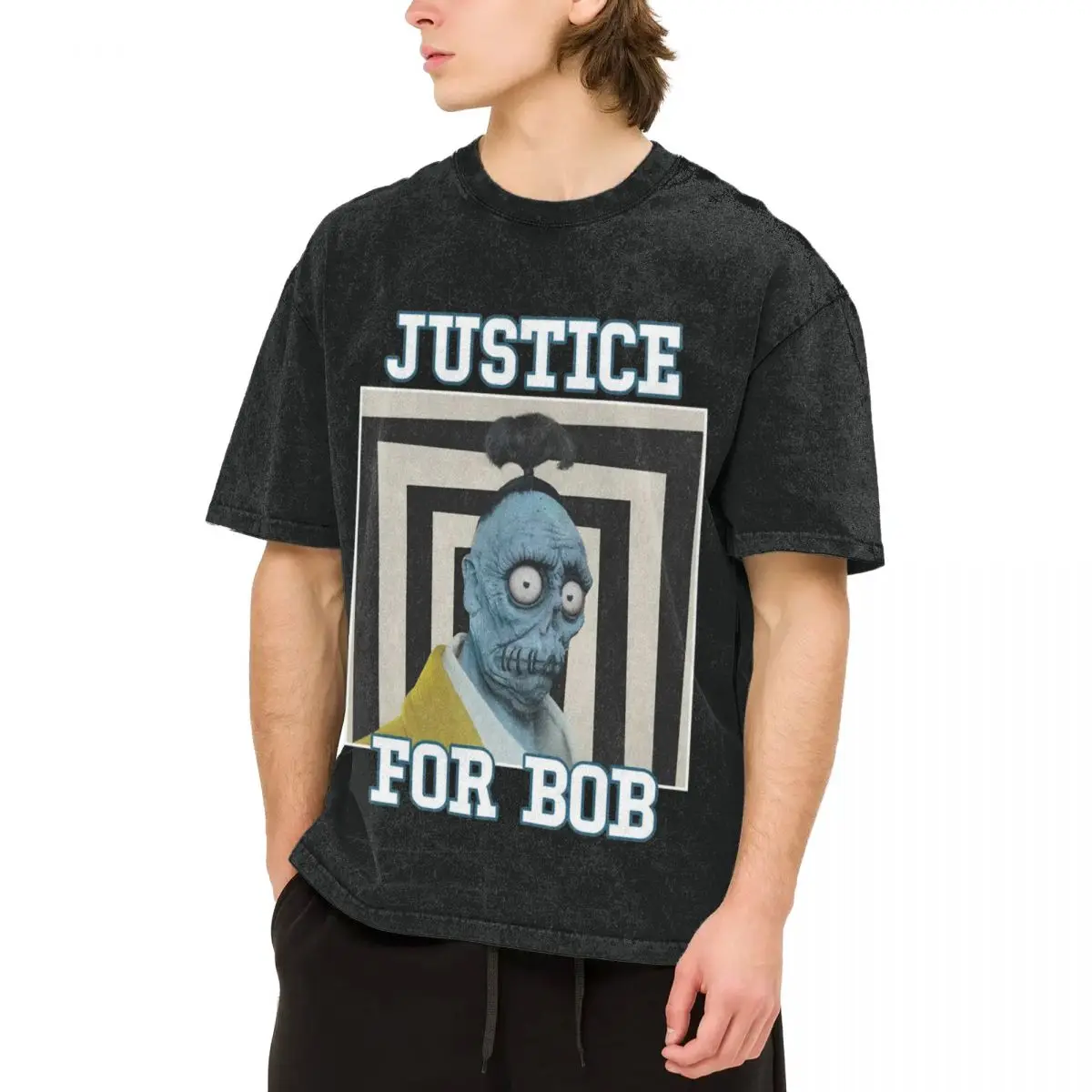 Justice For Bob - B-Beetlejuices Movie Washed T-Shirt Man Aesthetic Casual T-Shirts Beach O Neck Fashion Tees Oversized Tops