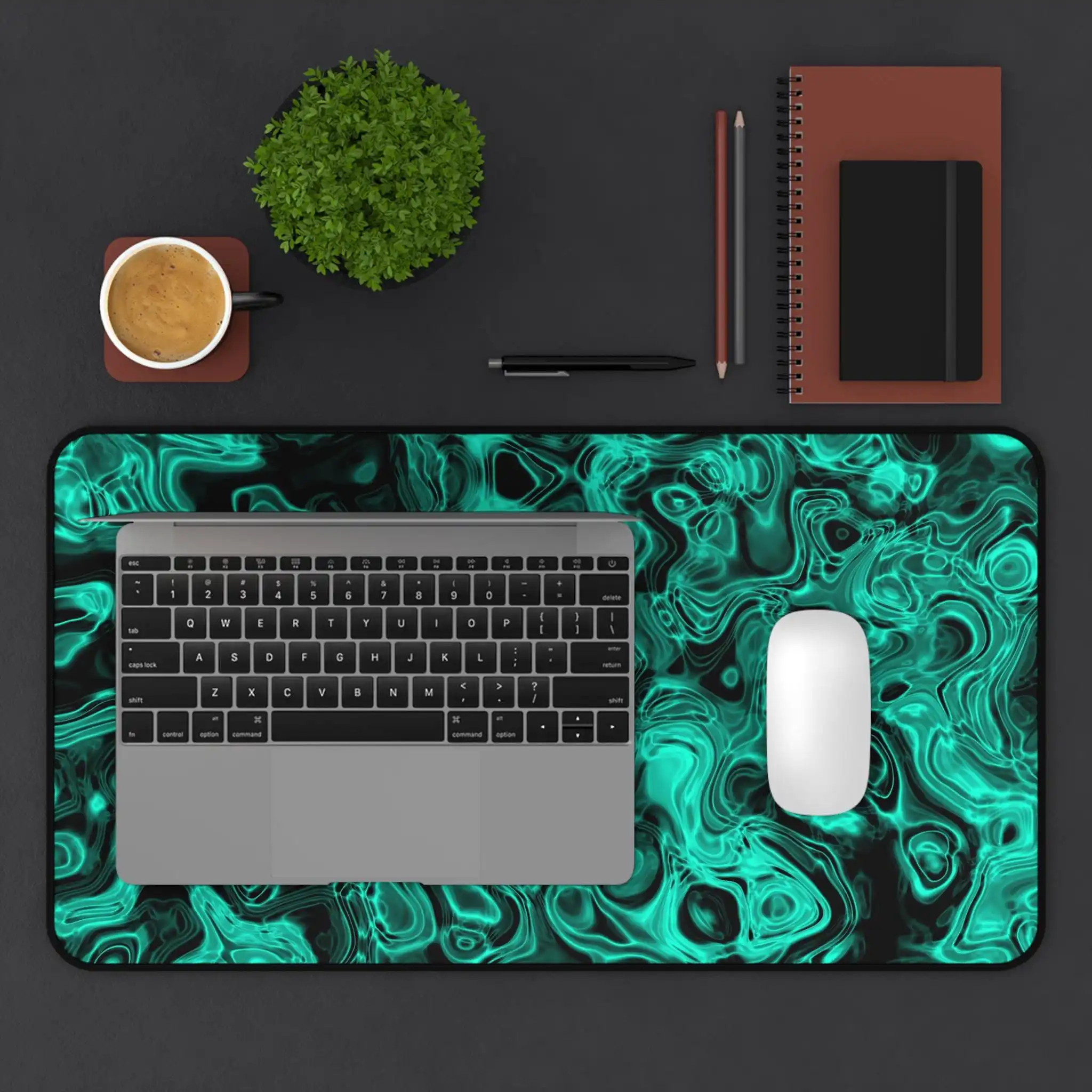 Green Malachite with Psychedelic Blue-green Marble Swirl, Simple Deskmat Protector, Non-slip Mouse Pad,perfect Gift for A Friend