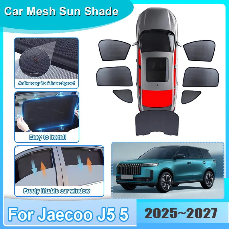 Car Window Sunshade For Jaecoo J5 5 2025 2026 2027 Visor Mesh UV Protection Privacy Windshield Frame Curtain Auto Accessories