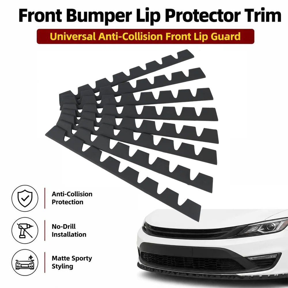 Universal Matt Front Bumper Lip Protector Trim Anti-Collision Car Front Lip Guard Trim No Drill Sporty Styling Auto Accessories
