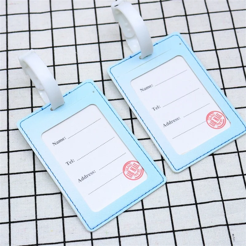 11*7.5cm PU Leather Luggage Tag Beautiful Girl Suitcase Tags Cartoon Motorcycle Dog Baggage Label Big Ben Travel Accessories
