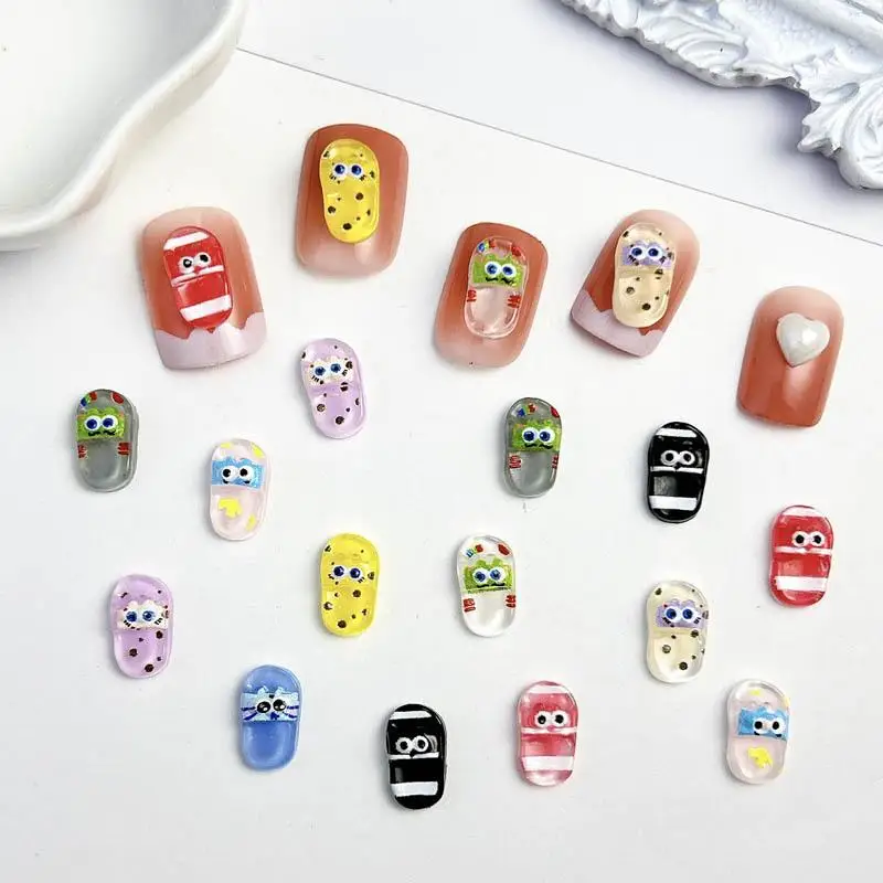 60PCS Random Mixed Resin Cute Cartoon Animals Nail Charms 3D Rabbit Bear Piggy Nail Art Decorations Manicure DIY Accessories