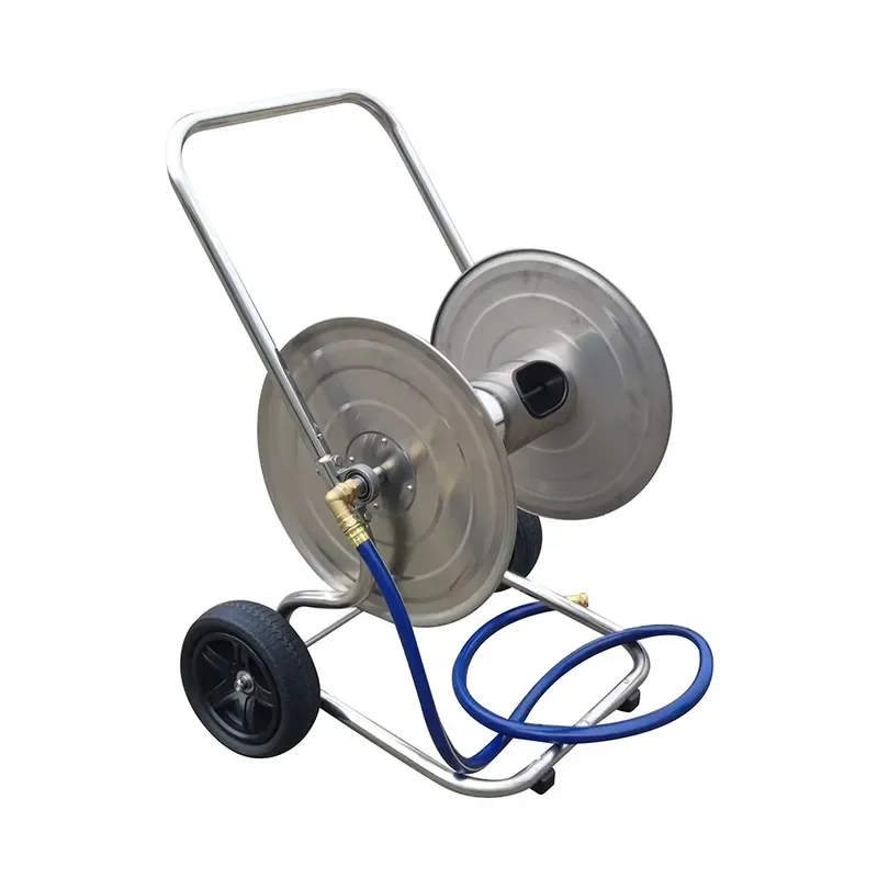 Heavy Duty Steel Garden Hose Reel Cart 2 Wheel Portable Yard Water Hose Storage Stand Anti Wear Outdoor Gardening Tool