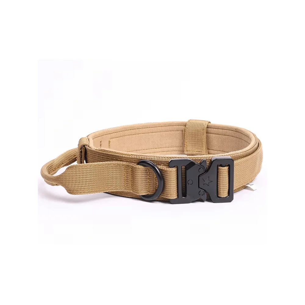 Dog Collar With Handle HeavyDuty Metal Buckle Strong Training Collar Adjustable For Medium To Large Dogs.