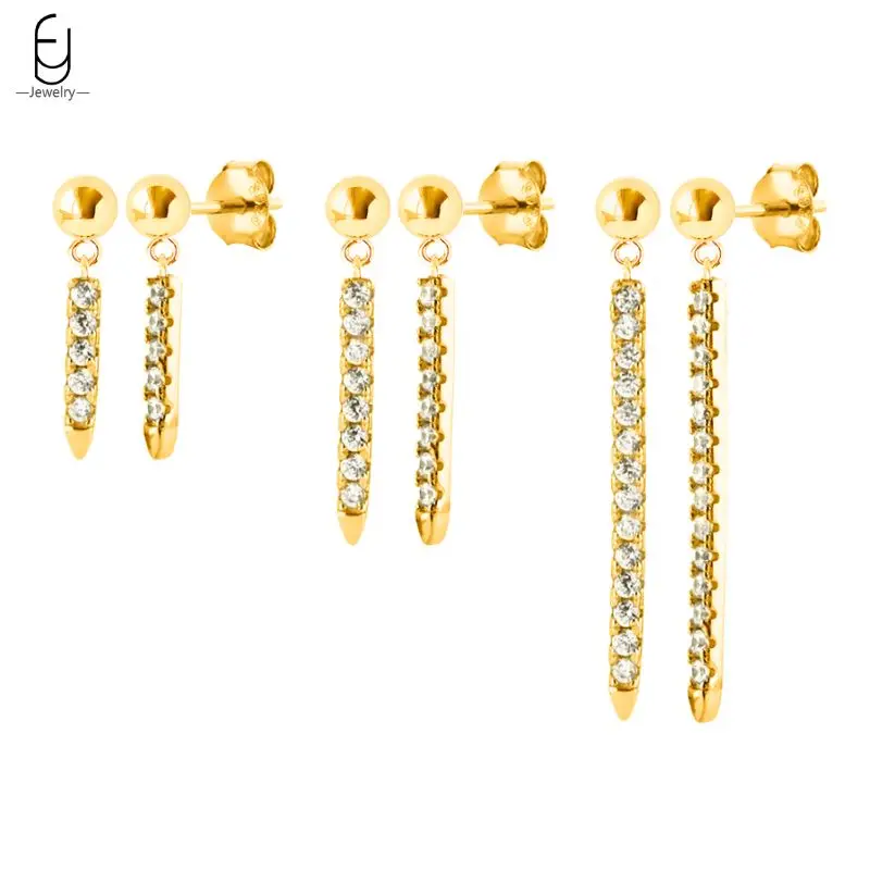 

13mm/18mm/29mm Crystal Pendant Earrings 925 Sterling Silver Ear Needle Fashion Round Bead Stud Earrings Women's Fine Jewelry