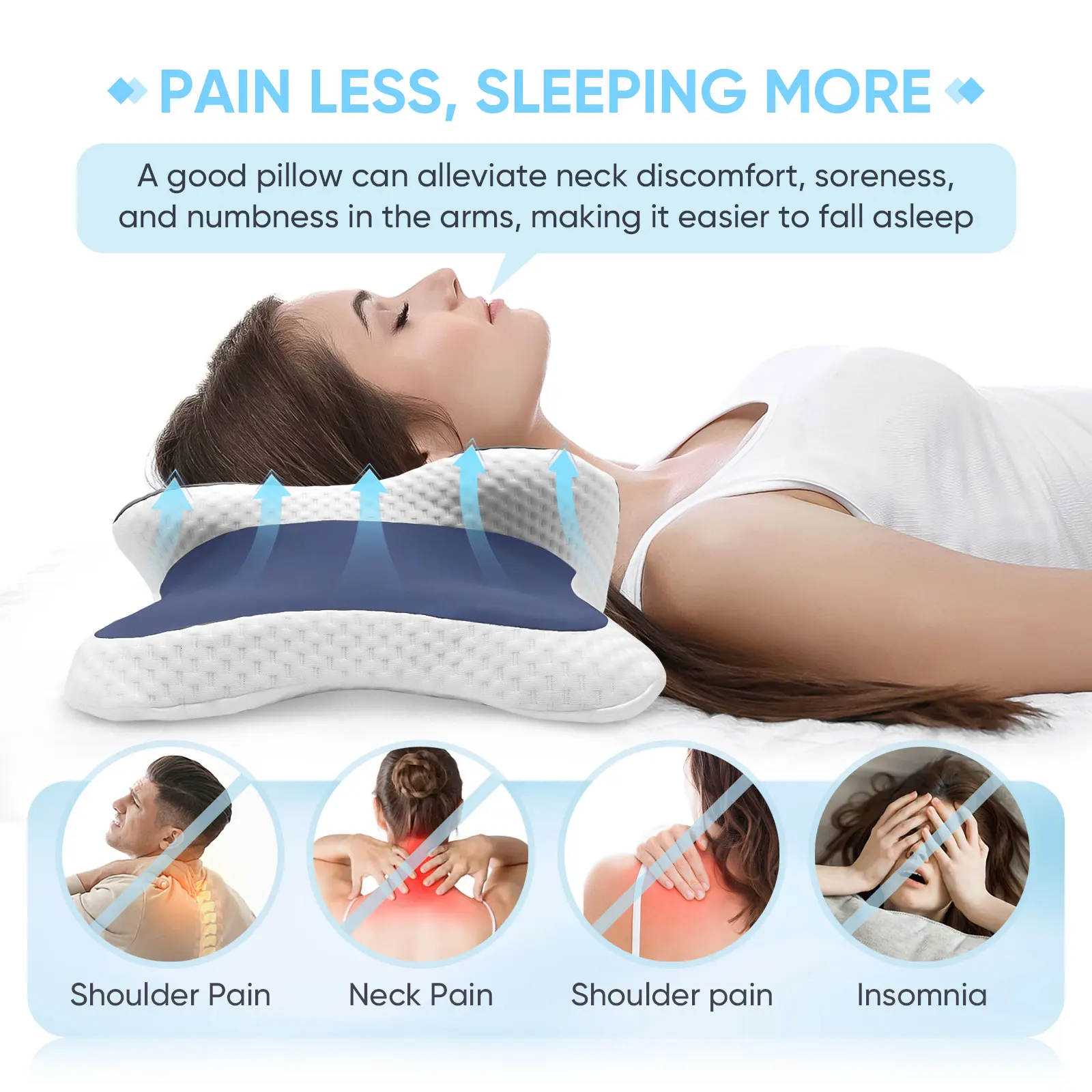 Memory-Schaum-Kissen, Nackenkissen zur Schmerzlinderung, ergonomisches orthopädisches Nackenstützkissen für Seiten-, Rücken- und Bauchschläfer, Geschenk