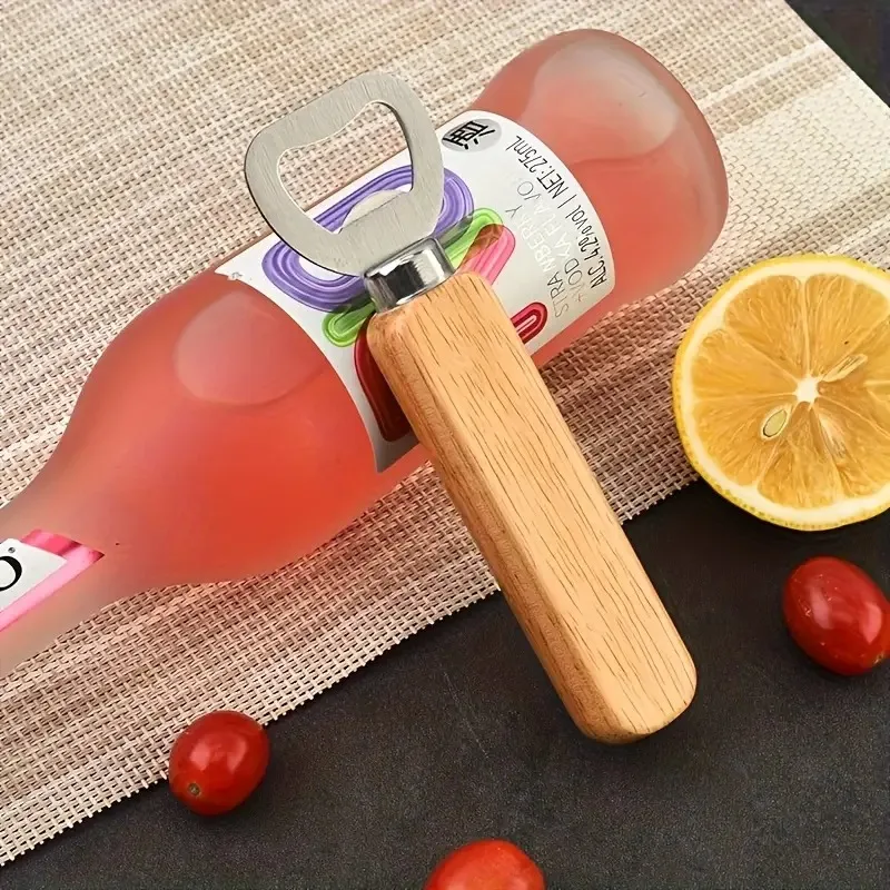 

1-40 шт. открывалка для бутылок из нержавеющей стали с эргономичной деревянной ручкой для пива, вина, газировки, прочный дизайн для домашнего использования на кемпинга, пикника