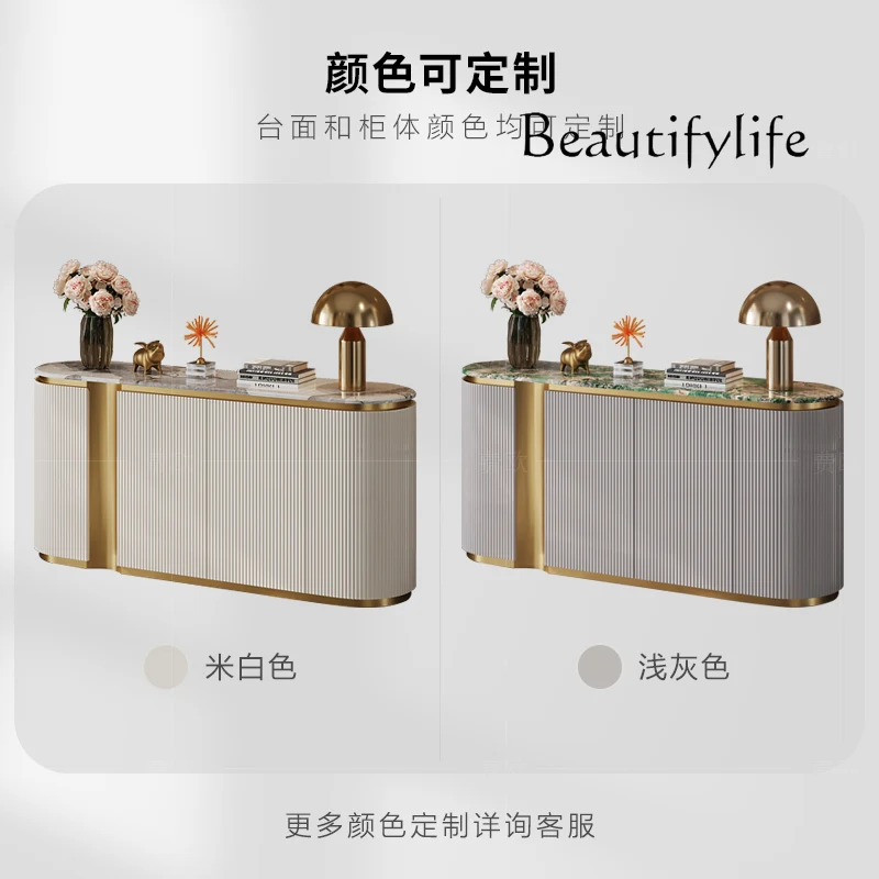 Light luxury dining side cabinet storage Italian post-modern marble restaurant high-end fashion gray paint porch cabinet