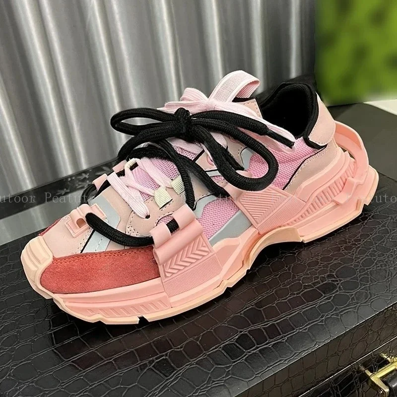 Fashion Men Sneakers High Quality  Platform Sneaker Women Casual Shoes Sports Running Shoes  Lace Up Patchwork Siz35-46