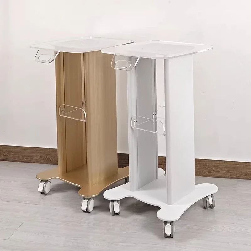 Acrylic Beauty Instrument Trolley, Mobile Salon Cart with Hydra Facial Machine Stand, Multi-Tier Storage Rack for Clinic & Spa