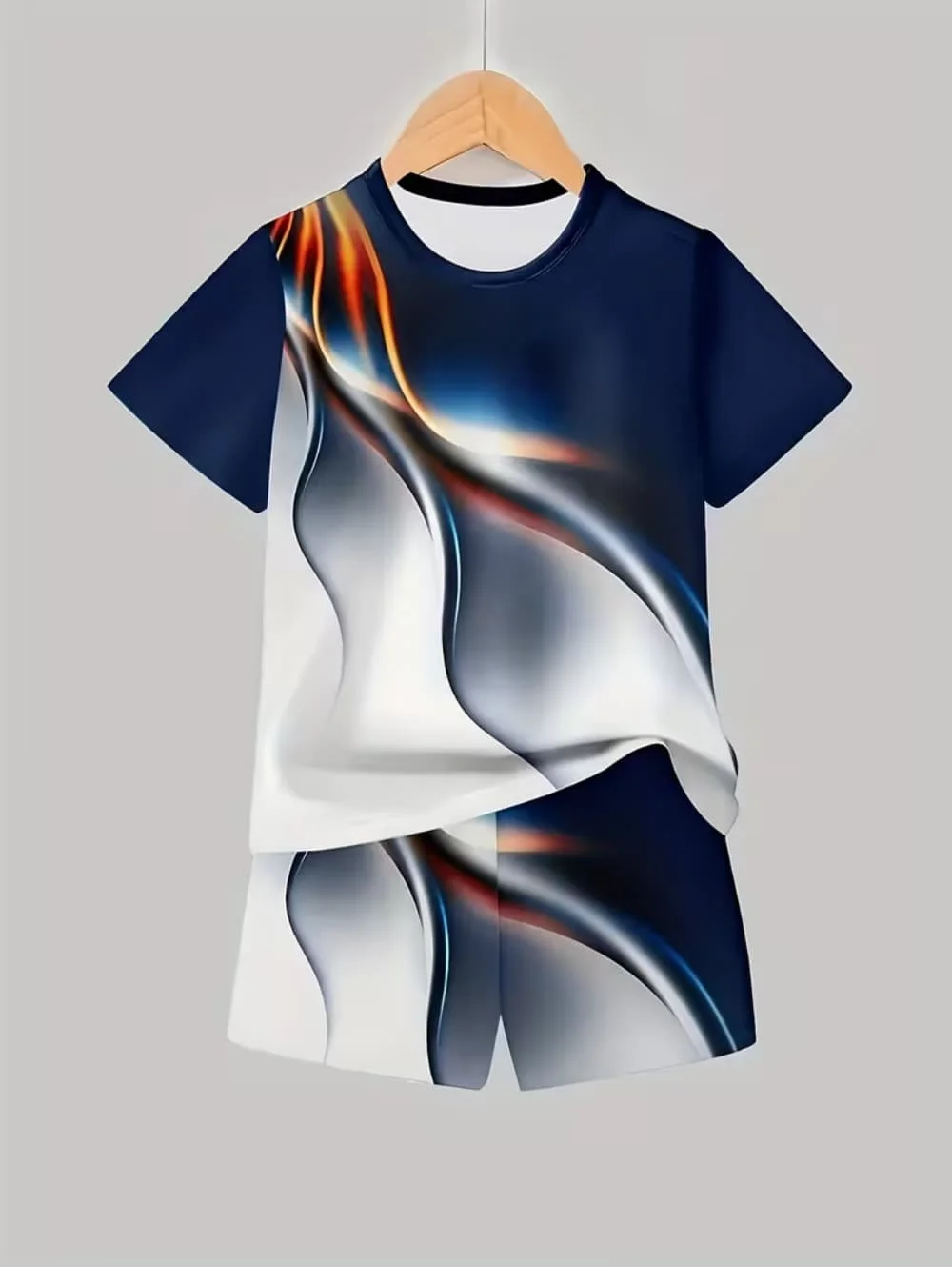 Boys Clothes Casual Colorblock Short Sleeve T-Shirt Shorts Set 2PCS Comfort Outdoor Quick Drying Sport Shirt Casual Children Top