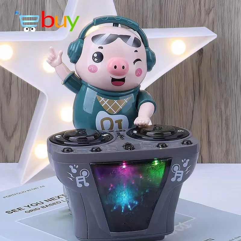 DJ Dancing Piggy Kids Electric Toys with Music Light Action Figure Cartoon Pig Children Early Educational Party Birthday Gifts