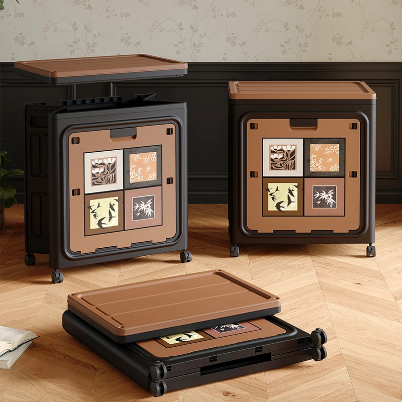 Chinese-style clothing storage cabinet, folding clothing and quilt storage box, large-capacity flip-top  storage cabinet
