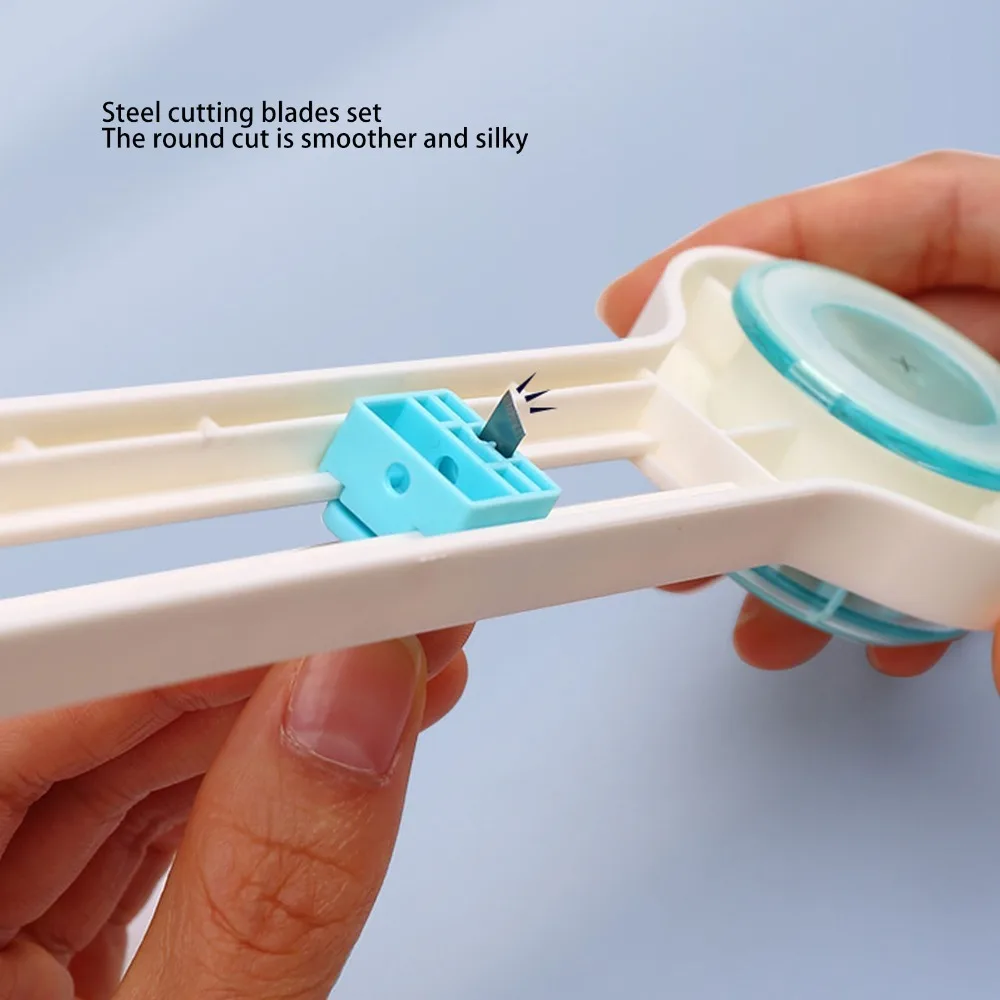 Adjustable Cutting Diameter Circular Paper Cutter 8-32cm Non-Slip Base Rotary Cutter PP Plastic Material Blue Paper Trimmer Tool