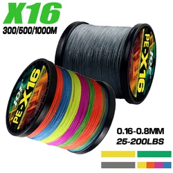 JOF X16 PE Sea Fishing Line 300-1000M 16Strands Extreme Strong Anti Bite Wire Strength Test 11.3KG-91KG Saltwater Weave 25-200LB