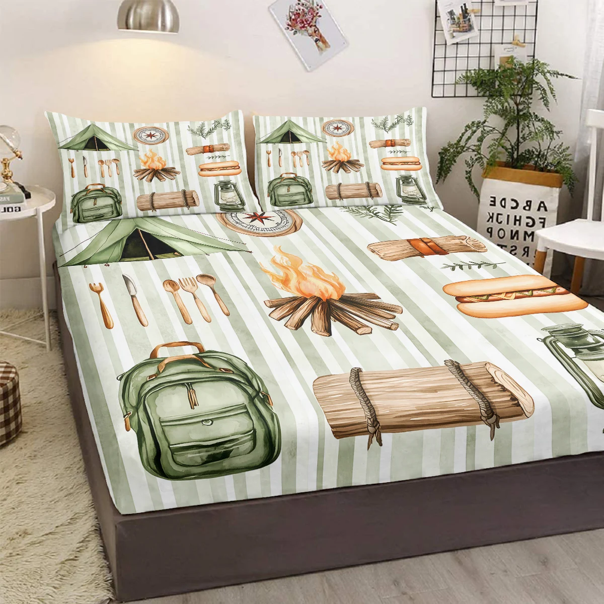 

Camping Accessories Three-piece Bed Set, with Two Pillowcases, Suitable for Living Room and Bedroom (Family, Outdoor)