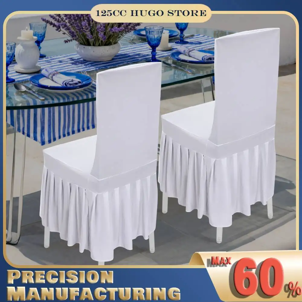 

30 шт. Чехлы на стулья, Белый эластичный чехол на стул для свадьбы, Легкие эластичные чехлы на стулья с юбкой с рюшами