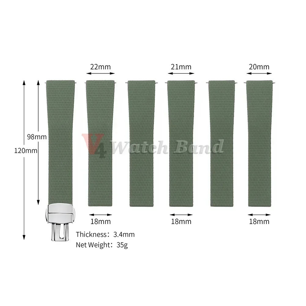 20mm 21mm 22mm FKM Rubber Watch Strap for Omega for Rolex for Seiko for Longines for Tissot Bracelet Quick Release Wrist Band view 6