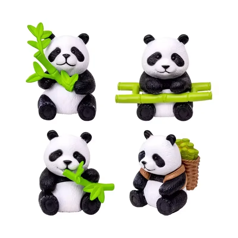 8PCS Micro Landscape Creative Cute Bamboo Panda Doll Gardening DIY Keychain Decoration Accessories Desktop Small Ornaments