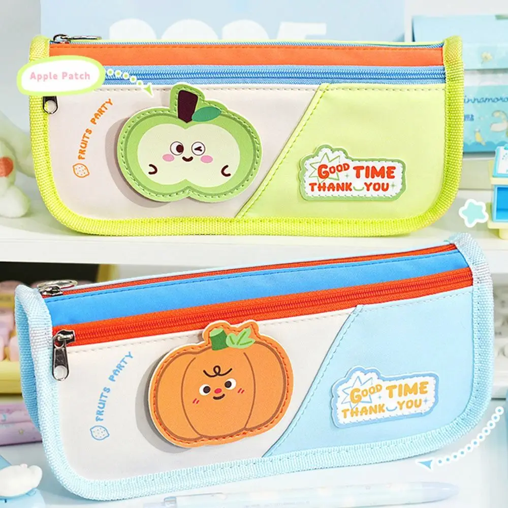 Nuova borsa per penne a colori a contrasto Doppi strati Astuccio per matite di grande capacità Borsa per cancelleria Studenti