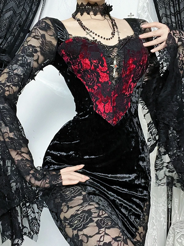 Gothique k Long Sve Dr loween Count Cosplay tenue Sexy taille haute fermeture éclair longue Dr Polyester Spandex