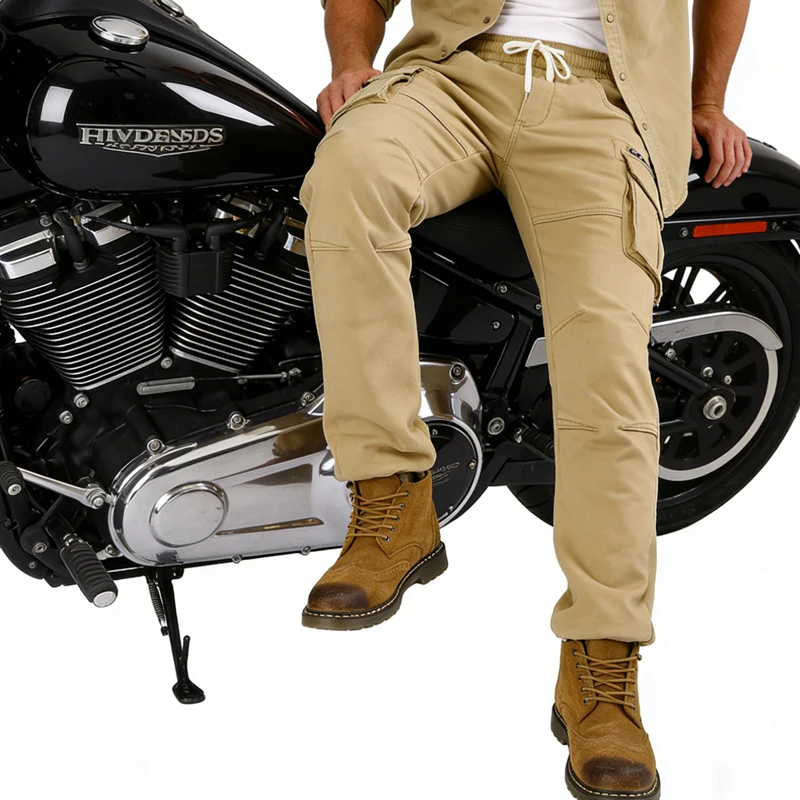 Men winter motorcycle pants windproof thermal riding work plus velvet trousers with armor pockets armor not included 015