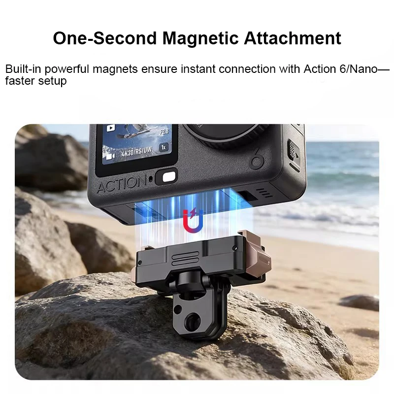 

Magnetic Adapter Mount for DJI Osmo Nano/Osmo Action 6, Quick Release Extension Base Bracket with Two-claw &1/4" threaded