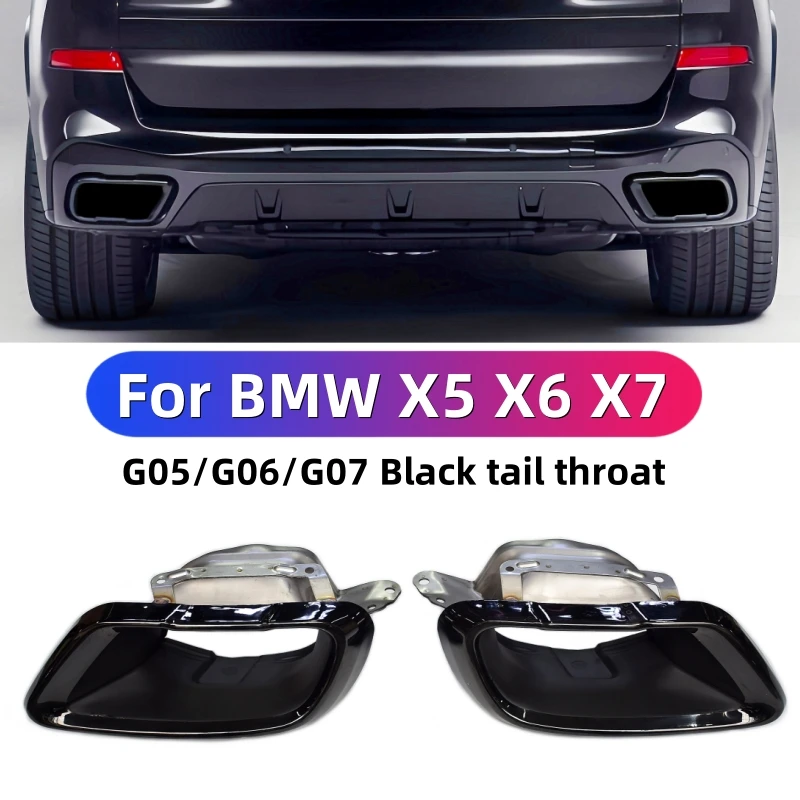 For BMW X5 X6 X7 square mouth black tailpipe G05 G06 G07 stainless steel muffler exhaust pipe tip nozzle exhaust head