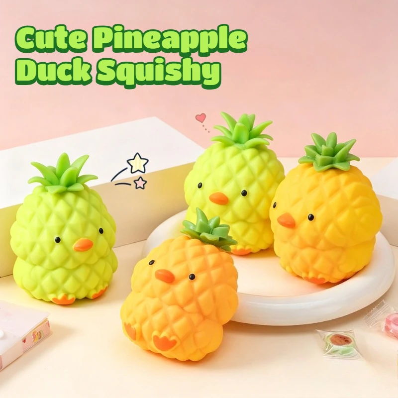 Cute Pineapple Duck Squeeze Toy Fast Rebound Ice Cool Skin Soft Touch ASMR Fidget Toy Stress Relief Squeeze Toy for Adults